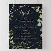 Poster Panneau de menu de boissons de mariage bleu vert o