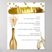 Poster Panneau de menu de boissons de mariage élégant en (Devant)