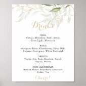 Poster Panneau de menu de boissons de mariage feuillage v (Devant)