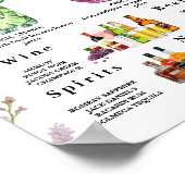 Poster Panneau de Menu de Boissons de Mariage Fleur de Bo (Coin)