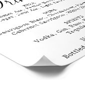 Poster Panneau de menu de boissons de mariage Fleurs viol (Coin)