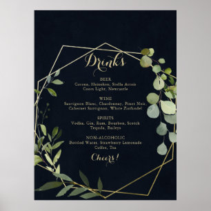 Poster Panneau de menu de boissons de mariage géométrique