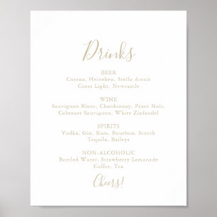 Poster Panneau de menu de boissons de mariage minimaliste