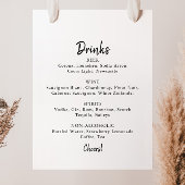 Poster Panneau de menu de boissons de mariage moderne