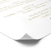 Poster Panneau de menu de boissons de mariage or Feuille (Coin)