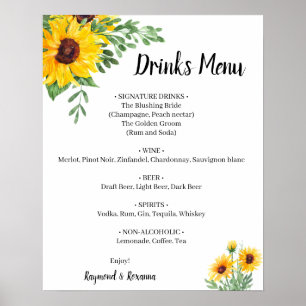 Poster Panneau de menu de boissons de verdure de tourneso