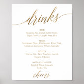 Poster Panneau de menu de boissons en calligraphie dorée (Devant)