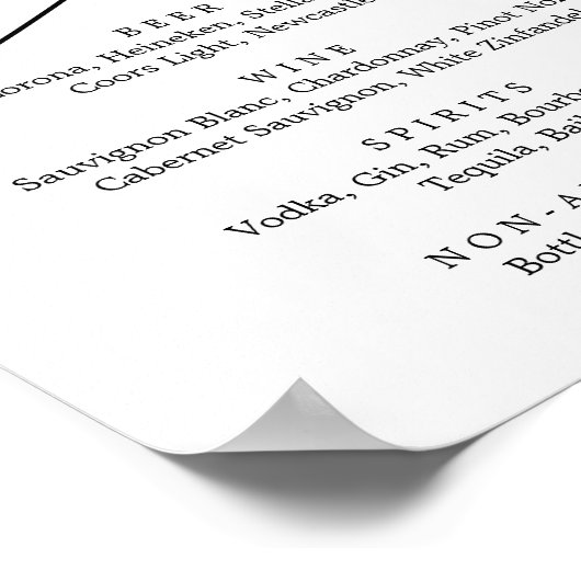 Poster Panneau de menu de boissons en calligraphie romant (Coin)