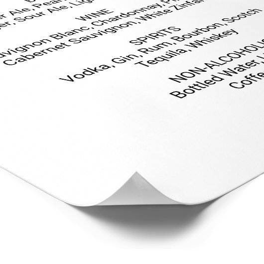 Poster Panneau de menu de boissons en calligraphie simple (Coin)