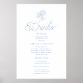 Poster Panneau de menu de boissons Hydrangea Bleu Françai (Devant)