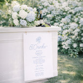 Poster Panneau de menu de boissons Hydrangea Bleu Françai