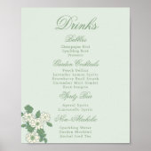 Poster Panneau de menu de boissons vert sauge pour table (Devant)