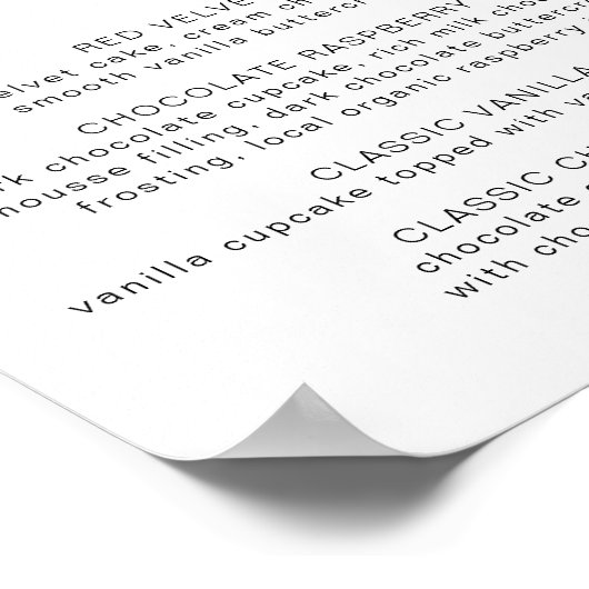 Poster Panneau de menu de cupcake rétro (Coin)