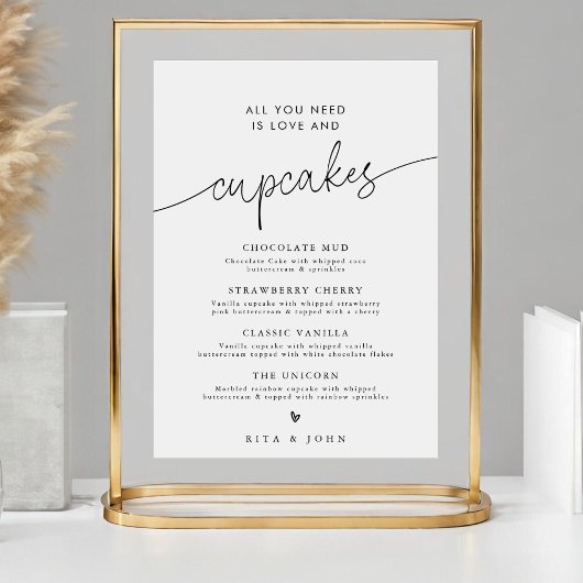 Poster Panneau de Menu de Cupcakes de Dessert Moderne Min