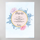 Poster Panneau de menu de dessert de mariage à l'aquarell (Devant)