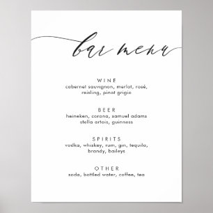 Poster Panneau de menu de la barre de calligraphie modern