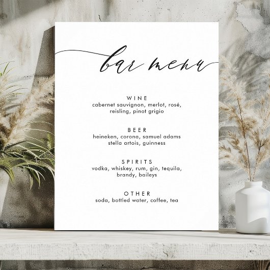Poster Panneau de menu de la barre de calligraphie modern