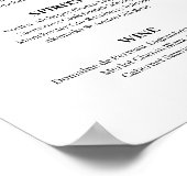 Poster Panneau de menu de la barre de Mariage de calligra (Coin)