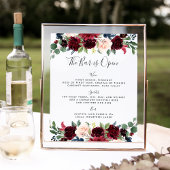 Poster Panneau de menu de la barre de Mariage en fleur ra