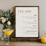Poster Panneau de menu de la barre de Mariage minimaliste<br><div class="desc">Panneau de menu du bar conçu sur mesure,  design minimaliste moderne noir et blanc.</div>
