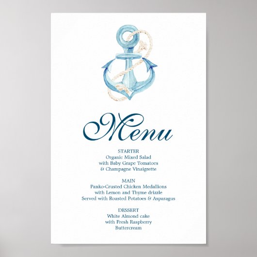 Poster Panneau de menu de la marine nautique ou du bar (Devant)