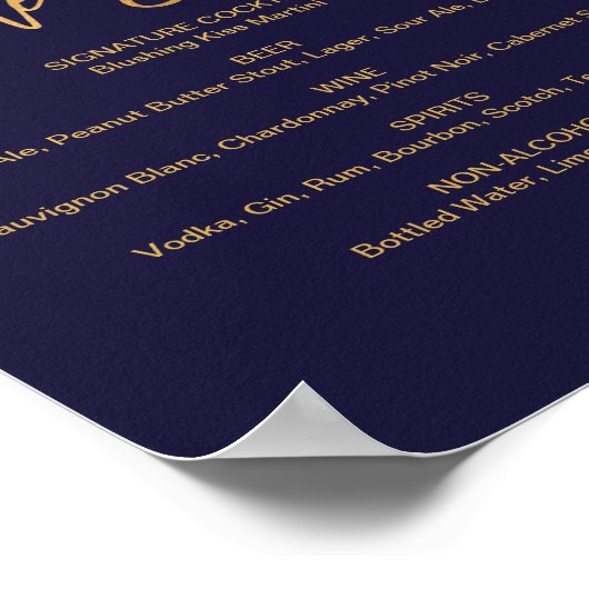 Poster Panneau de menu de mariage au bar floral d'automne (Coin)