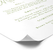 Poster Panneau de menu de mariage aux hortensias vert sau (Coin)