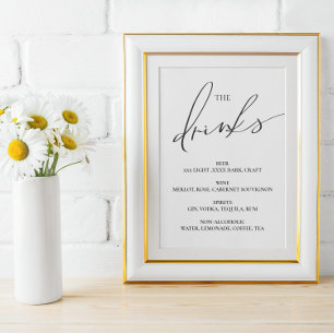 Poster Panneau de menu de mariage avec bar ouvert