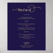 Poster Panneau de menu de mariage bleu marine écriture do (Devant)