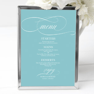 Poster Panneau de menu de mariage bleu puriste élégant si
