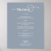 Poster Panneau de menu de mariage chic écriture poussiére (Devant)