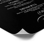 Poster Panneau de menu de mariage chic noir et blanc (Coin)