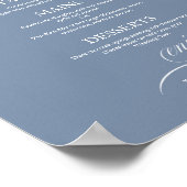 Poster Panneau de menu de mariage élégant simple bleu pou (Coin)