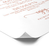 Poster Panneau de menu de mariage en or rose Calligraphie (Coin)