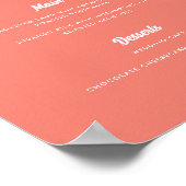 Poster Panneau de menu de mariage moderne rose corail écr (Coin)