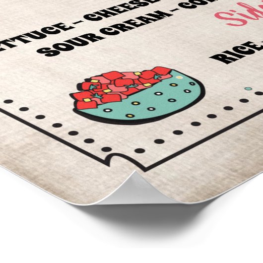 Poster Panneau de menu de soirée Taco Bar (Coin)