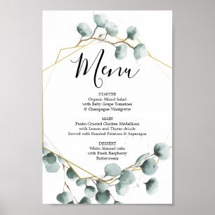 Poster Panneau de menu de verdure d'eucalyptus ou de menu