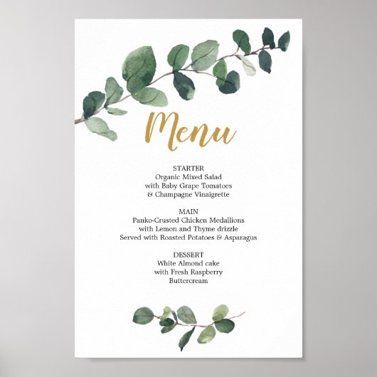 Poster Panneau de menu de verdure d'eucalyptus ou de menu (Devant)