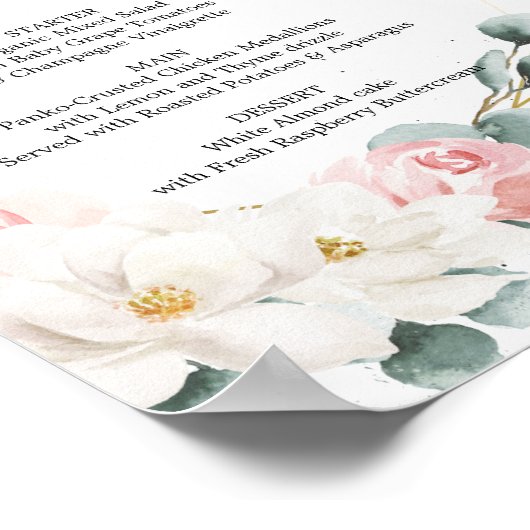 Poster Panneau de menu de verdure florale ou de bar (Coin)