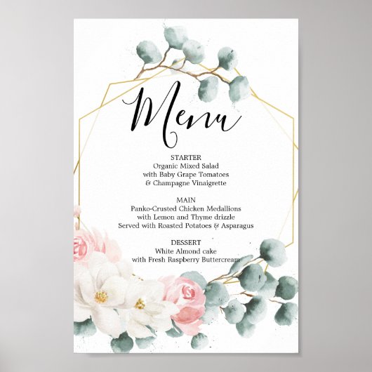 Poster Panneau de menu de verdure florale ou de bar (Devant)