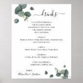 Poster Panneau de menu des boissons de mariage à la verdu (Devant)