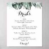 Poster Panneau de menu des boissons de mariage blanc à ve (Devant)