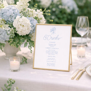 Poster Panneau de menu des boissons Hydrangea Bleu França