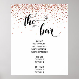 Poster Panneau de menu «Le Bar» avec écriture cœur et con
