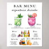 Poster Panneau de menu Mariage Calligraphie Élégant Boiss (Devant)