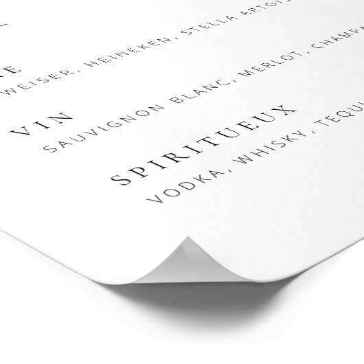 Poster Panneau de menu Mariage de script moderne chic | F (Coin)