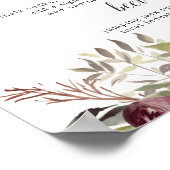 Poster Panneau de menu Mariage Rustique Bloom (Coin)