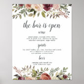 Poster Panneau de menu Mariage Rustique Bloom (Devant)