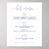 Poster Panneau de menu mariage - Script de rebond (bleu f (Devant)