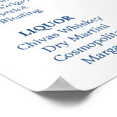 Poster Panneau de menu Mariage Signal bleu marine Calligr (Coin)